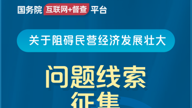 操逼逼舒服吗国务院“互联网+督查”平台公开征集阻碍民营经济发展壮大问题线索